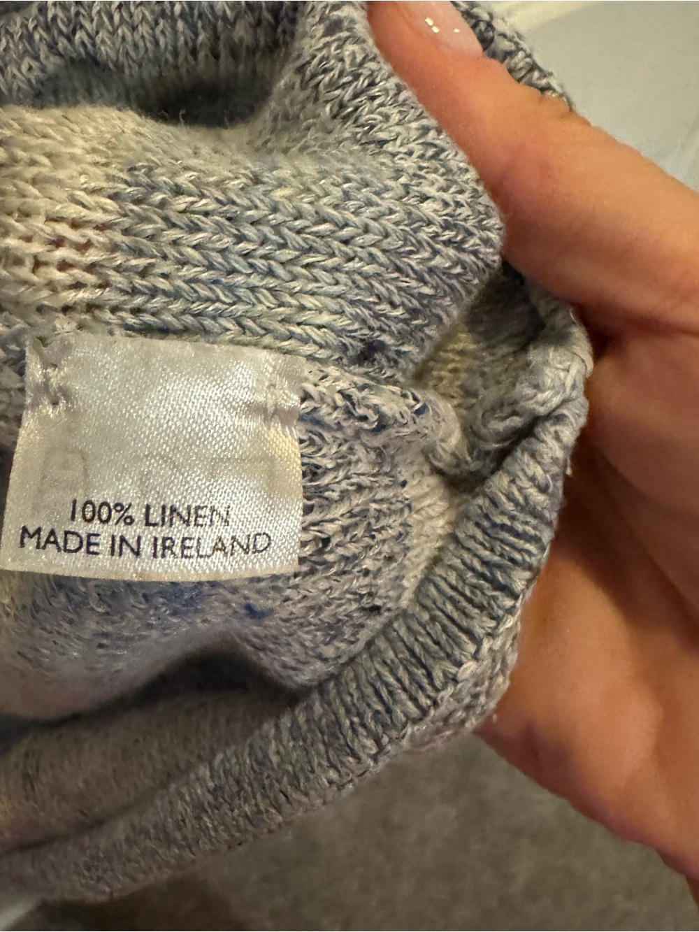 Inis Meáin 100% Linen Striped Knit Sweater T-Shirt Blue Cream Made in Ireland M - Picture 4 of 4
